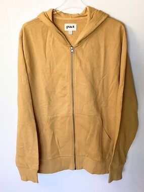 NWOT Pact Organic Brushed Fleece Full Zip Hoodie - Gold/Mustard - L